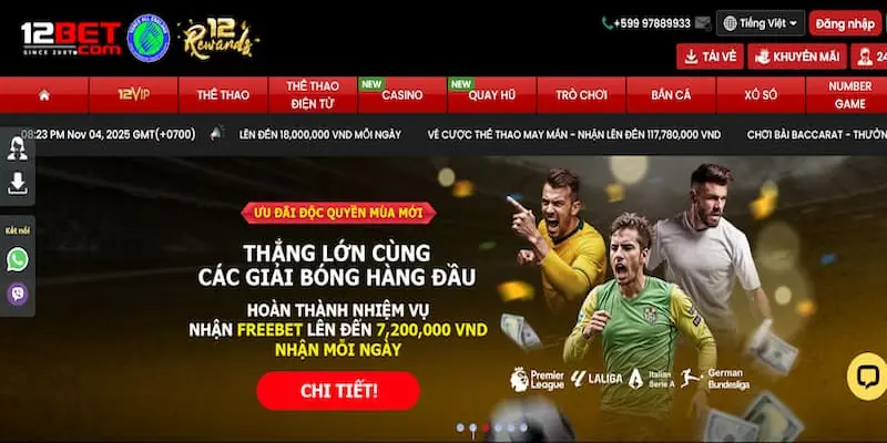 12bet thể thao sở hữu tỷ lệ kèo cạnh tranh toàn cầu